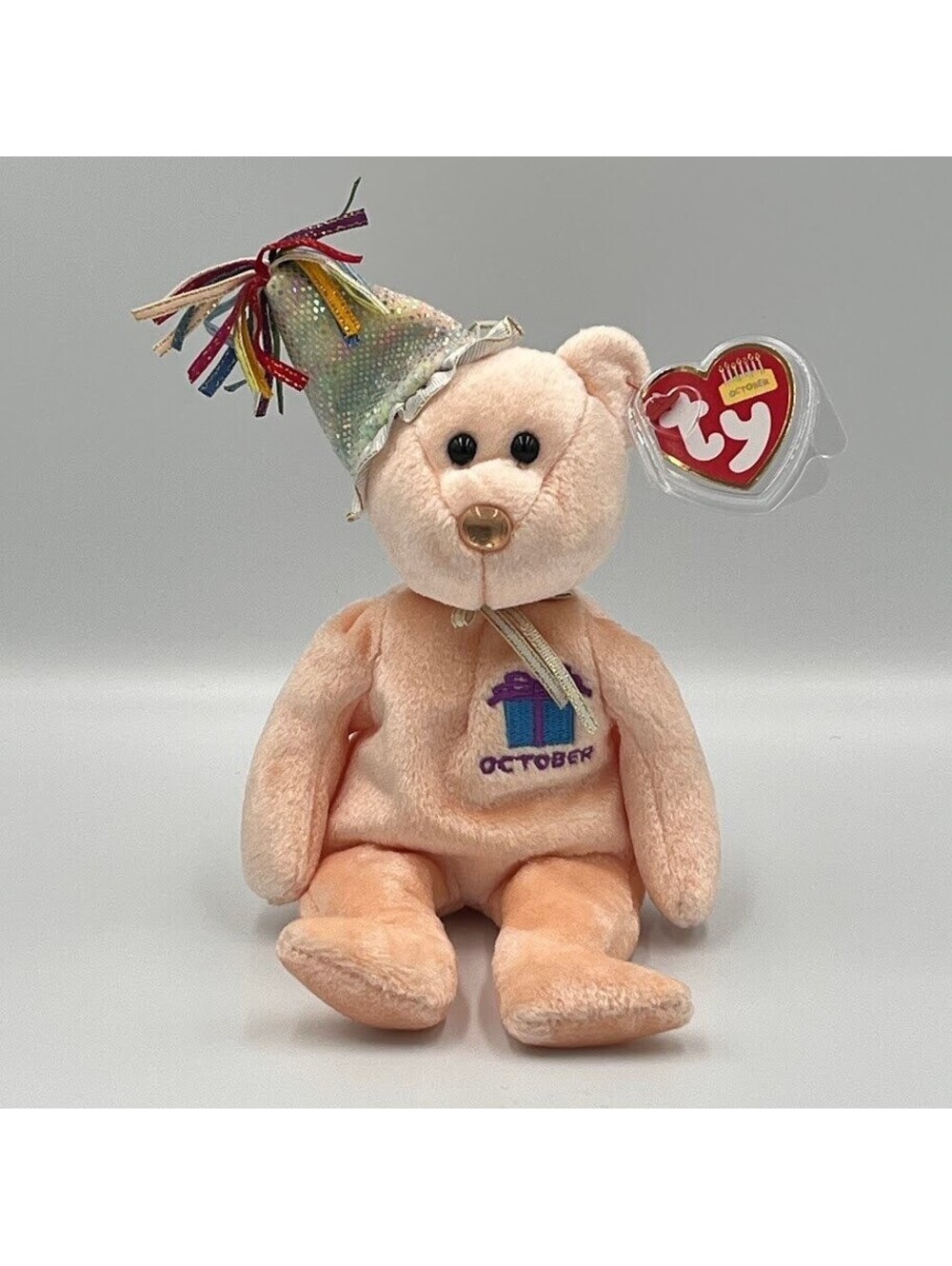 October Birthday Bear Vintage 2002 Ty Beanie Babies MWMTS Tag Protector